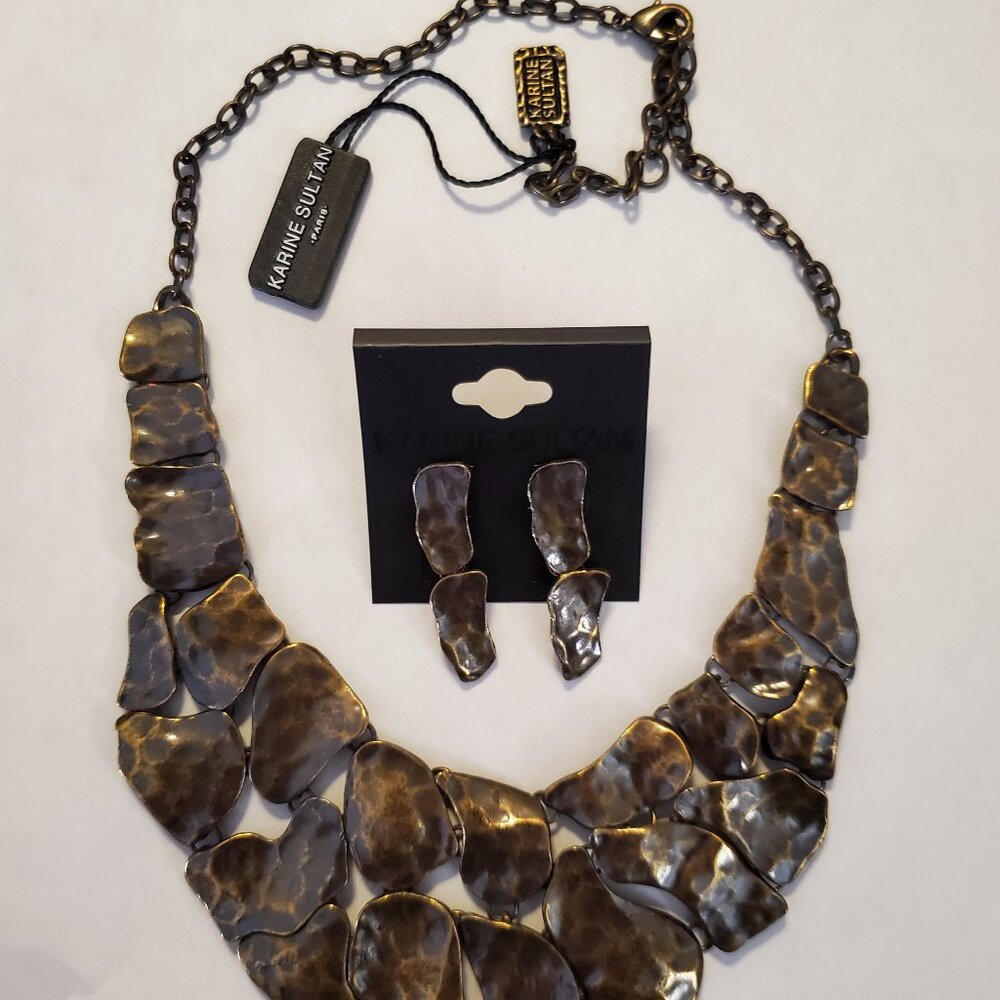 KARINE SULTAN ALICE STATEMENT COBBLESTONE NECKLACE & EARRINGS SET NWT